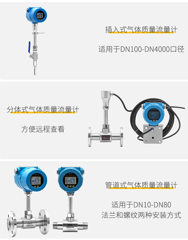 DN80熱式氣體質(zhì)量流量計安裝方式分類圖